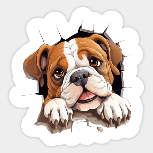 Baby Bulldog Peeking Sticker